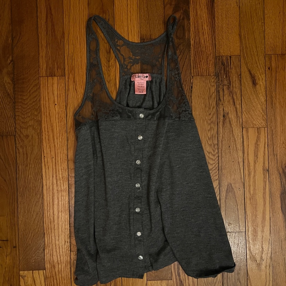 y2k lace button up tanktop